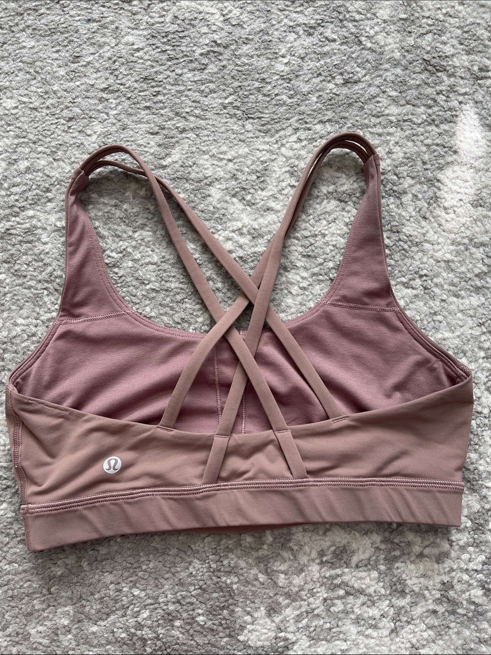 lululemon athletica dusty mauve crisscross-back energy sports bra size 8